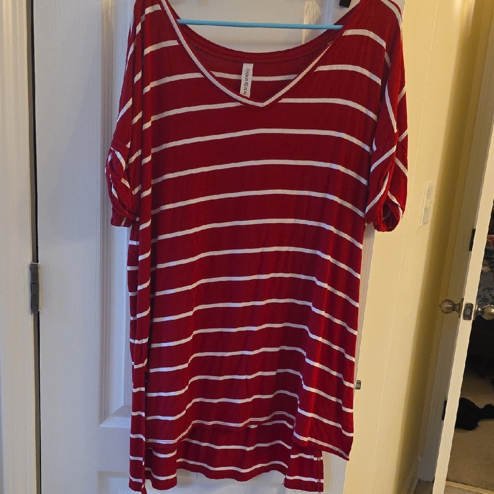 BOGO! 2 For 1!  Zenana Outfitters Red and White Striped Top